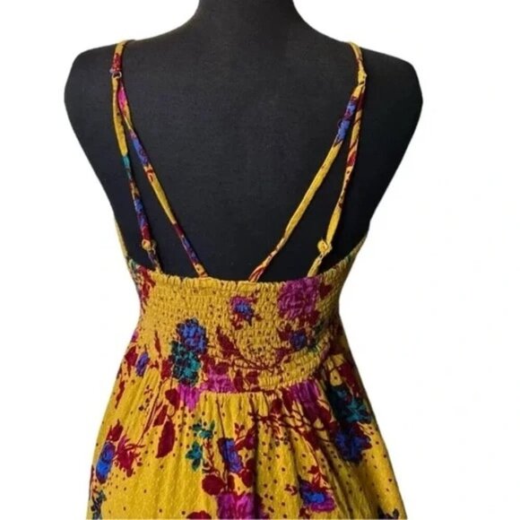 FREE PEOPLE Never Be Mine Floral Cute Yellow mini  Slip Dress in size XS - Picture 8 of 11